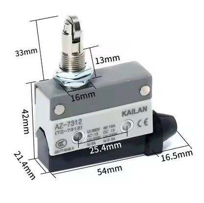 ROLLER PLUNGER LIMIT SWITCH 10A 12-230VAC/DC 1NO 1NC AZ-7312