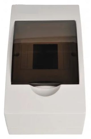 4 POLE SURFACE MOUNT DISTRIBUTION BOARD SWITCHBOARD WITH DOOR AND LINKS