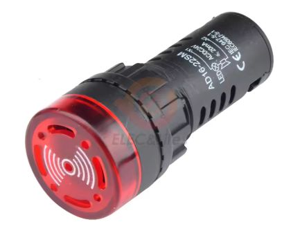 BUZZER 24V ACDC CONTROL PANEL 22MM HOLE SIZE RED AD16-22SM