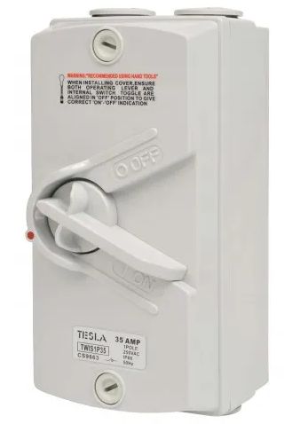 WEATHERPROOF ISOLATOR SWITCH 1 POLE 32A TWIS1P32 TWIS1P35L