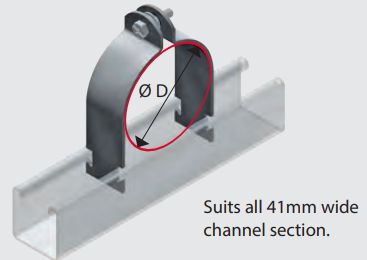 102MM STRUT CLIP FOR COPPER, PVC, STEEL PIPE CLIP HDG 102 FLEXISTRUT