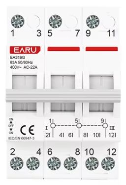 Manual Changeover switch Din rail mount 3 phase 3 pole 63A EA319G