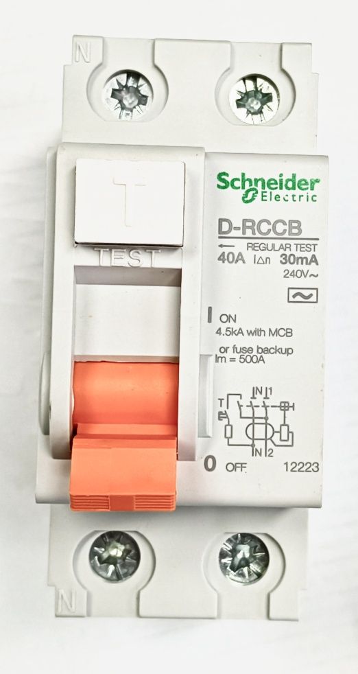 SCHNEIDER 2 POLE 40A RCD MCB 30mA 4.5kA D-RCCB