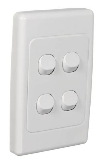 2000 SERIES 4 GANG SWITCH 10A WHITE 2034VA