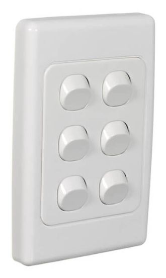 2000 SERIES 6 GANG SWITCH 10A WHITE 2036VA