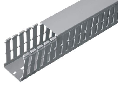FINGER SLOTTED CABLE DUCT 25MM X 40MM X 2M WITH LID GREY