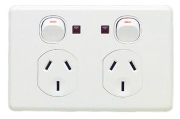 DOUBLE GPO WITH NEON INDICATOR, WHITE