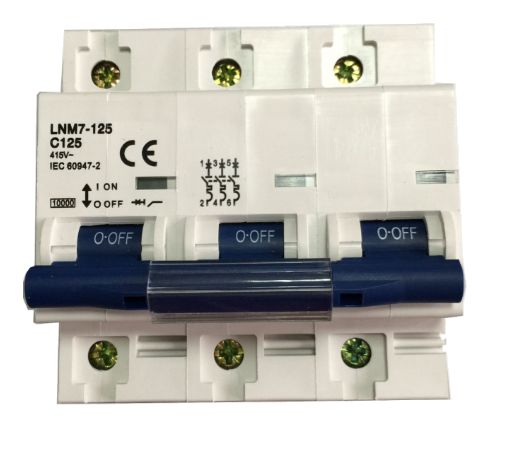 125A MCB CIRCUIT BREAKER 10KA 4 POLE 27mm PITCH C CURVE LNM7-125