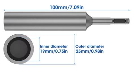 Earth Ground Rod SDS hammer driver bit ID 19mm suits to all earth rods