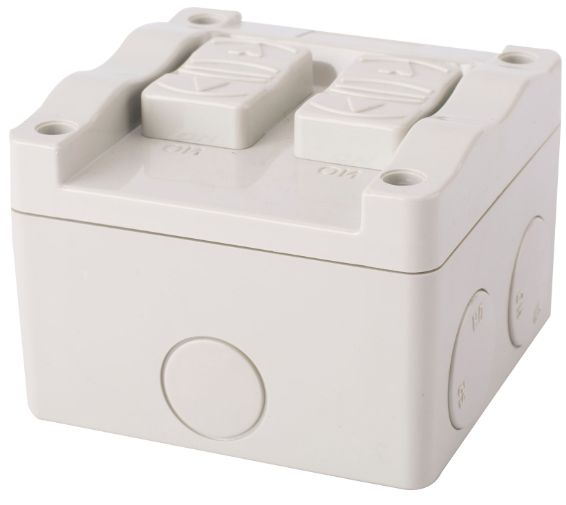 Weatherproof 2 Gang Switch IP56 16A rated WP2GS WPSH2N