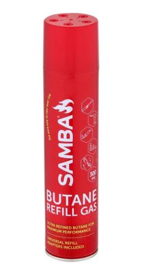 Butane Refill Gas 300ml Samba with 5 extra nozzles