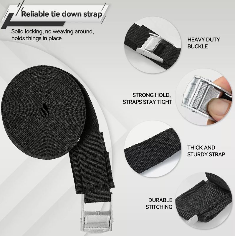 Heavy duty Cargo Tie down transport strap 25mm x 4.5m long Green 250kg rated