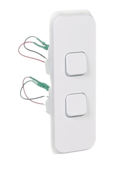 Iconic Architrave 2 gang switch with LED module CLI3042AL-VW