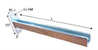 Cantilever Bracket unbraced 300mm HDG, Channel 41mm x 41mm CB2300H