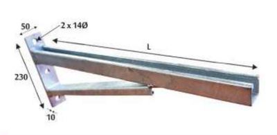 Cantilever Bracket Braced 1200mm HDG, Channel 41mm x 41mm CB41200H
