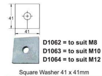 Square Plate 12mm Dia hole HDG D1063H