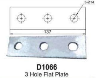 Rectangular Plate 14mm three holes flat Splice plate HDG D1066H