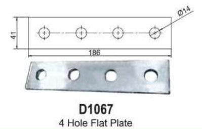 Rectangular Plate 14mm 4 holes flat Splice plate HDG D1067H