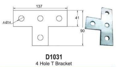 4 holes Dia 14mm Tee Splice plate Bracket HDG D1031H