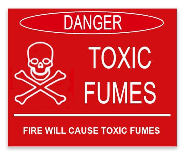 DANGER Toxic Fumes engraved sign label sticker