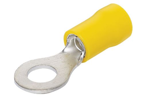 Ring terminal insulated Lug yellow 4mm screw hole pack of 50 pieces