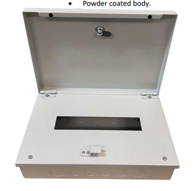 8 Pole Metal Load Centre Enclosure lockable with neutral and earth links TESMDB8