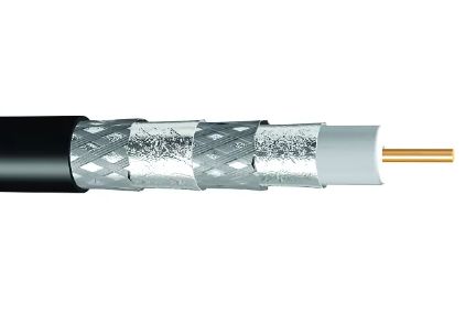 RG6 Quad Shield Coaxial Cable roll of 305m Black AQ-GN0001