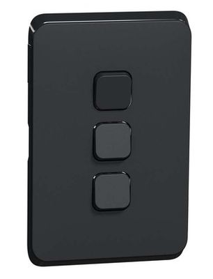 Clipsal Iconic 3 Gang Switch Skin Cover Extra Black 3043C-XB