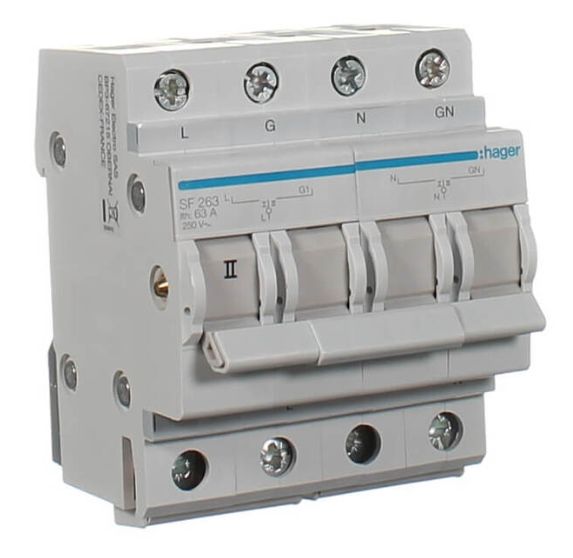 Hager 63A 2 Pole Changeover Switch SF263