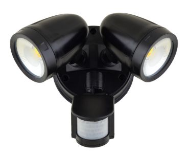 Twin LED Security SpotLight with Sensor 26w CCT Tri-color Black Vaccus TLVA3026MS