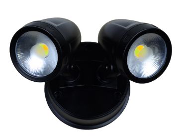 Twin LED Security Spotlight 26W CCT Tri-Color Black Vaccus TLVA3026M