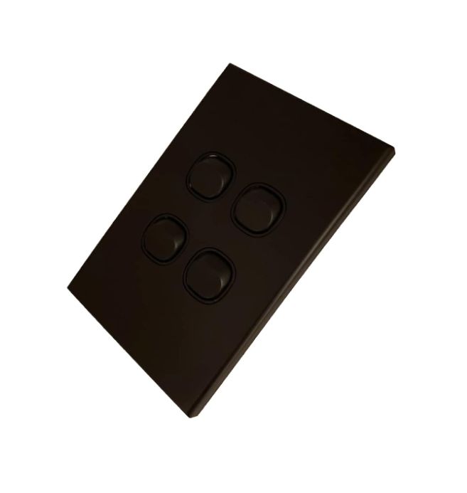 Slim Line 4 Gang Black Switch Orly Range 3AAU-CS04/B