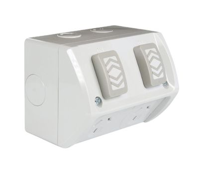 Weatherproof Double GPO outdoor powerpoint 10A Grey IP53