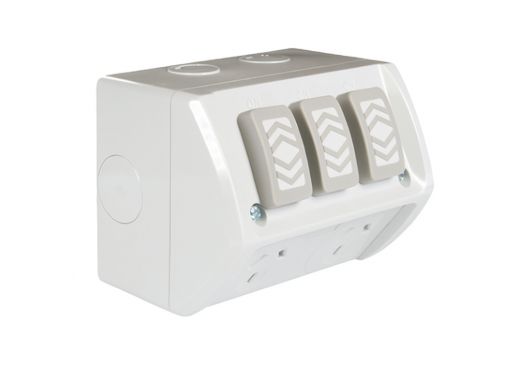 Weatherproof Double GPO with Extra Switch Outdoor Powerpoint 10A Grey IP53