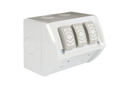 Weatherproof Double GPO with Extra Switch Outdoor Powerpoint 10A Grey IP53