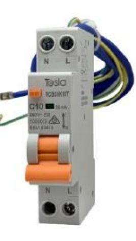 1 pole 10A RCBO with earth and neutral tail 10kA Type A - TESRCBO10K10TA
