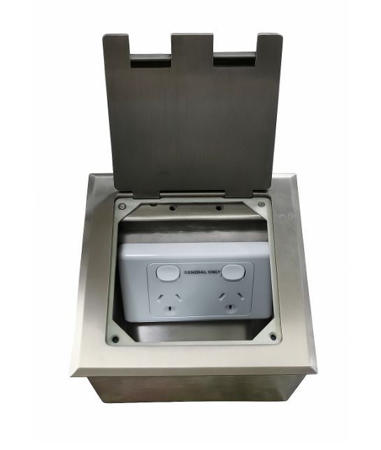 STAINLESS STEEL FLOOR OUTLET BOX RECESSED