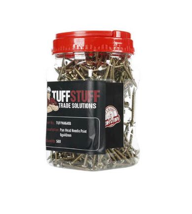 Pan Head Needle Point Screws 6g x 50mm – 500-Piece Bucket TUFPAN650B