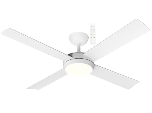 Quantum DC 48″ 4 Blade WHITE Ceiling Fan With Remote Control + LED Light MQDC1243WR