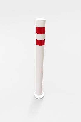 900mm White steel safety Bollard Barricade pole with Reflective Bands SSB900-1