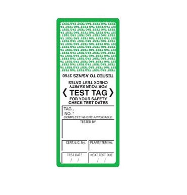 Self Laminating Test Tag Including Industrial Marking Pen Green Pack Of 100
