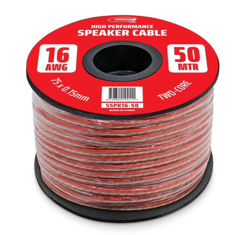 Twin Speaker Cable 16AWG 75x0.15mm 50m Roll SSPK16-50