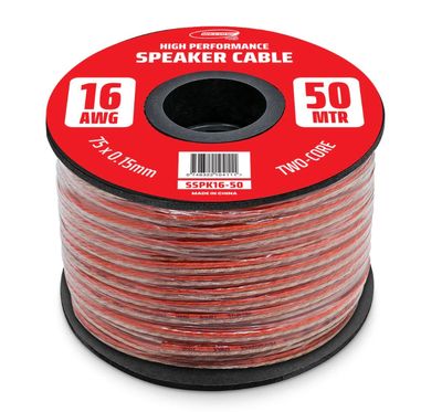 Twin Speaker Cable 16AWG 75x0.15mm 50m Roll SSPK16-50