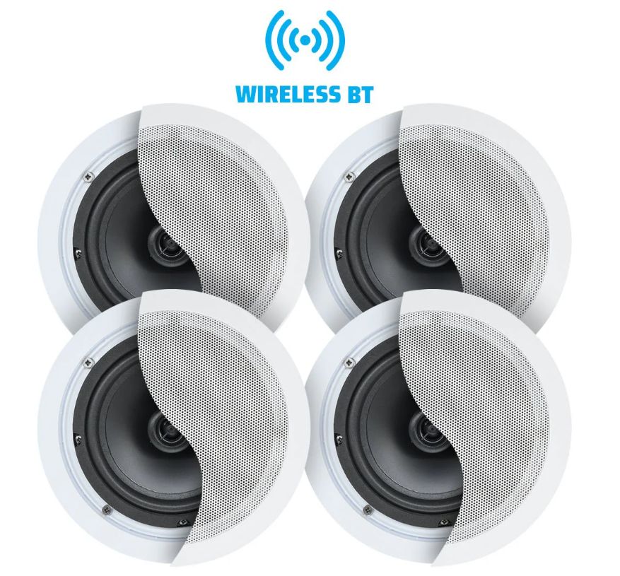 Weconic 6.5&quot; 120W Bluetooth Ceiling Speakers 4 Pack System Commercial Grade White WB640
