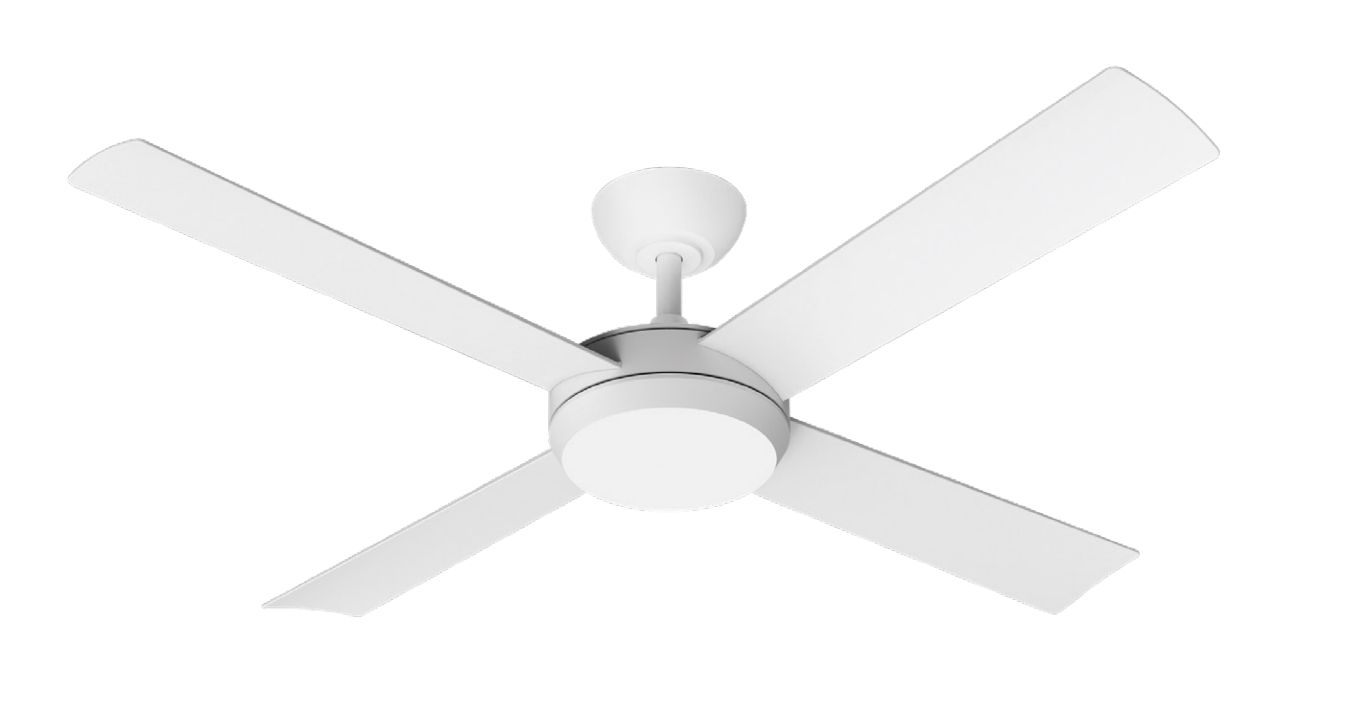 Proton DC 48″ 4 Blade WHITE Ceiling Fan + 24w LED Light MPDC1243W