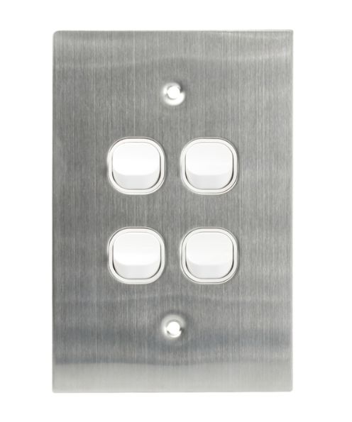 Stainless Steel 4 Gang Switch TESSW4SSWH