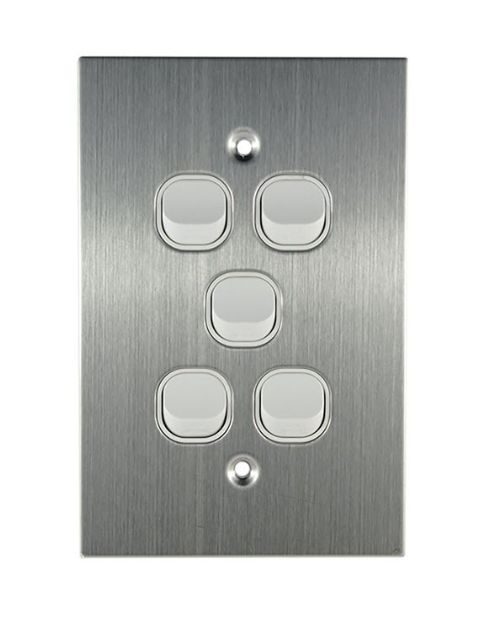 Stainless Steel 5 Gang Switch TESSW5SSWH