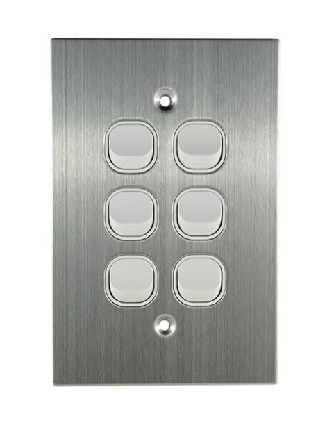 Stainless Steel 6 Gang Switch TESSW6SSWH