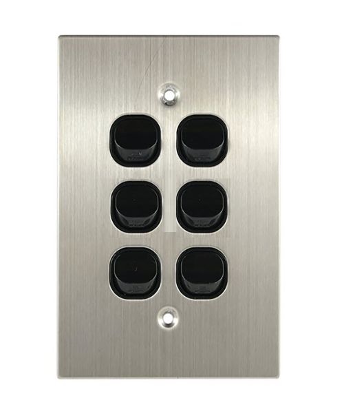 Stainless Steel 6 Gang Switch TESSW6SSBLK