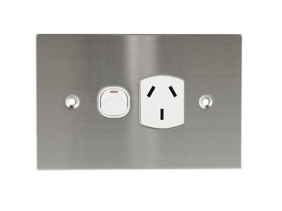 Single Powerpoint Rear Stainless Steel Single Power point GPO 10A TESGPO1SSWH